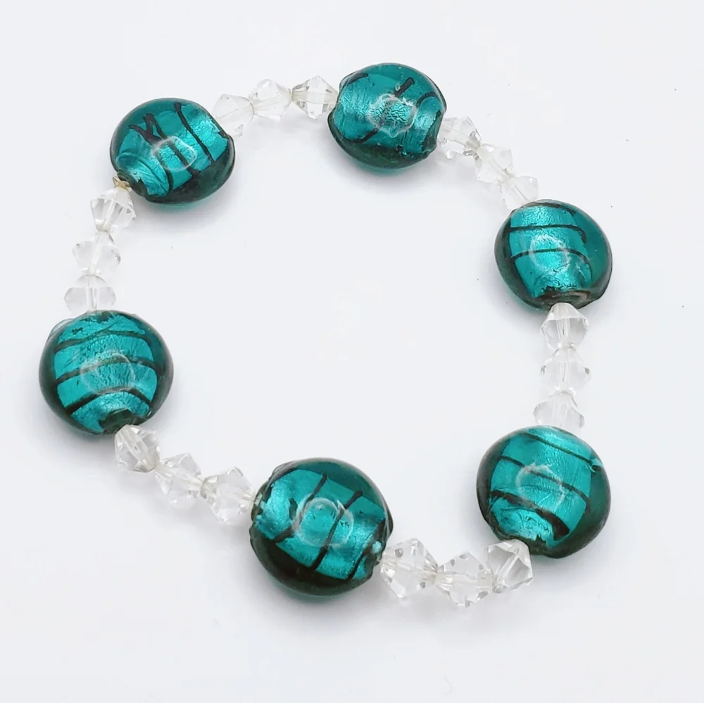 Bracelet and Dangly Earrings Set Turquoise and Green Silver Tone - Picture 4 of 6